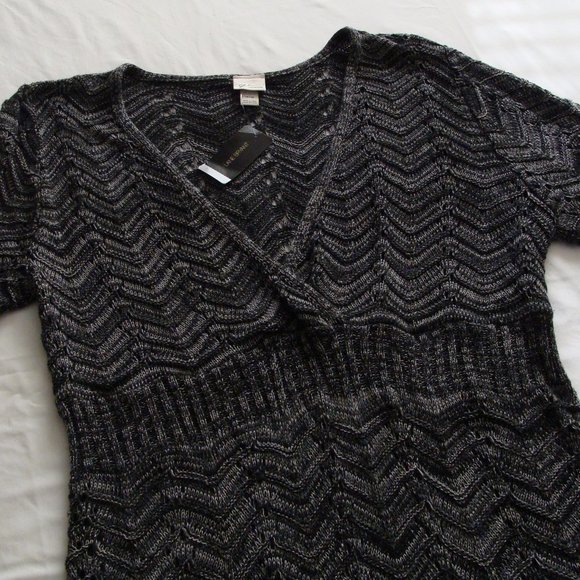 Gray & Black Short Sleeve V-Neck SWEATER DRESS By VENEZIA Sz 14/16 - Picture 4 of 8